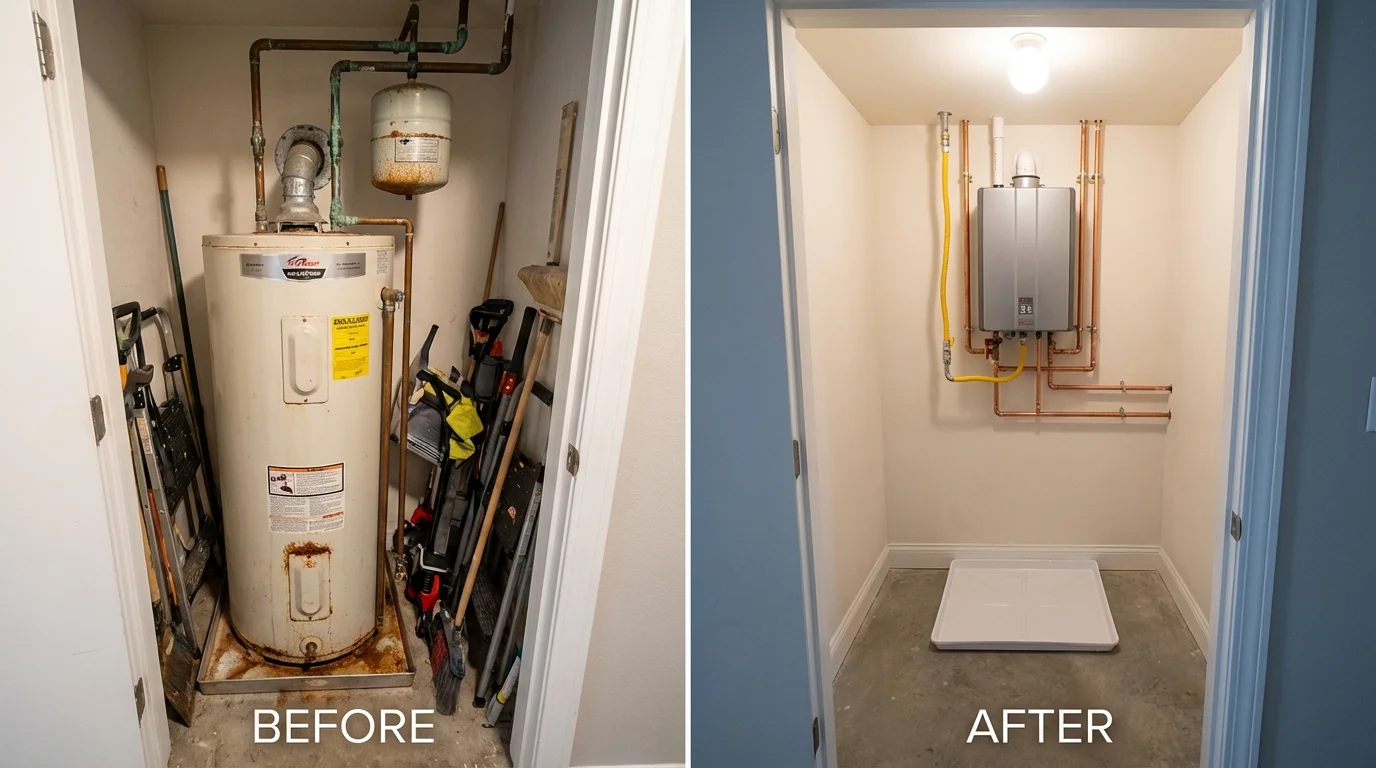 Tank water heater versus wall-mounted tankless unit comparison for Jonestown, MS homeowners