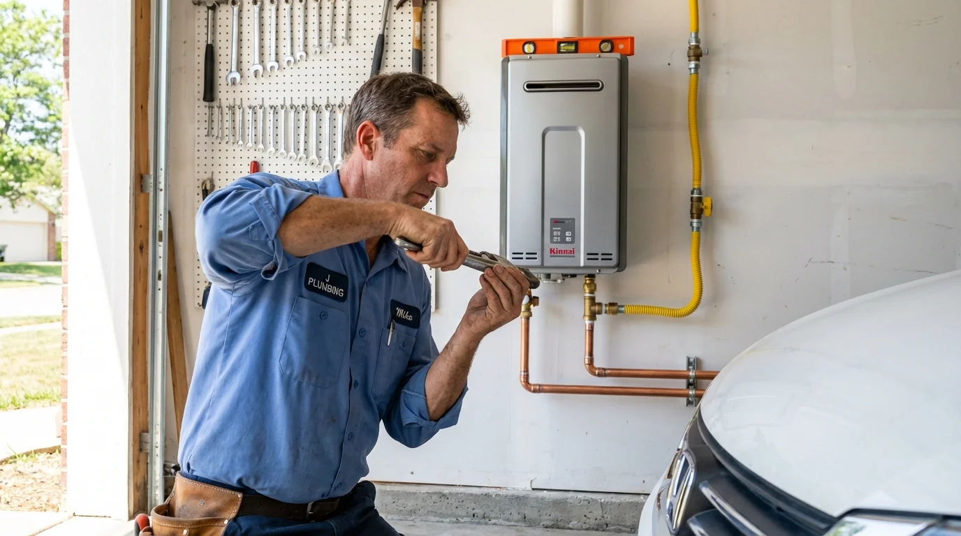 Tankless water heater installation by a Johns Plumbing LLC plumber in Jonestown